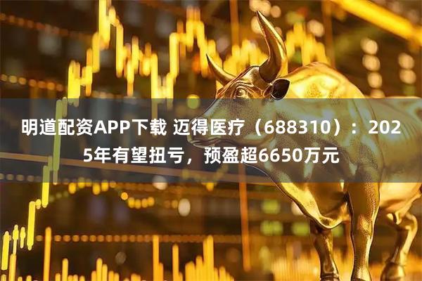 明道配资APP下载 迈得医疗（688310）：2025年有望扭亏，预盈超6650万元